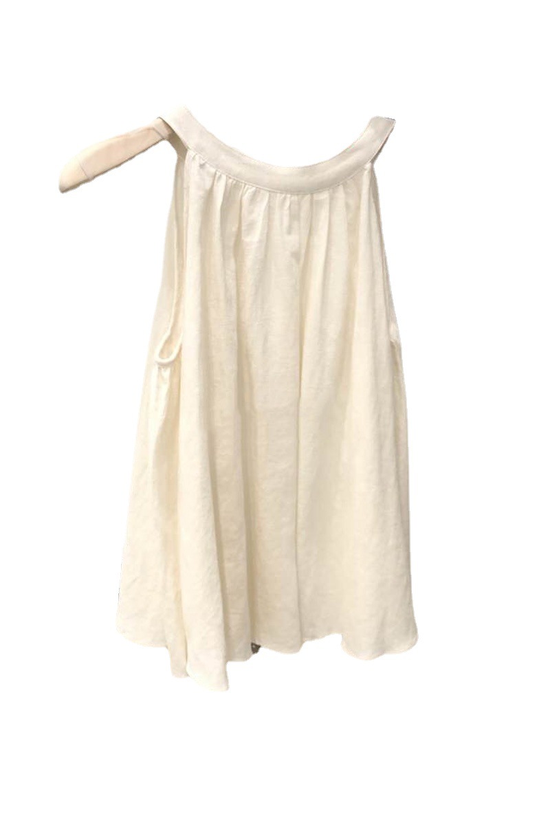 Dongdaemun, South Korea, 2022 Summer New solid-color sweet round-neck halter top, women's youthful sleeveless top Item Picture