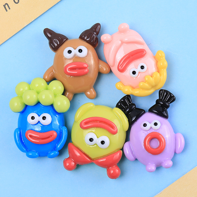 Resin Cartoon Sausage Big Mouth Monster Diy Accessories Cream Glue Phone Case Car Patch Hairpin Material Specification drawing