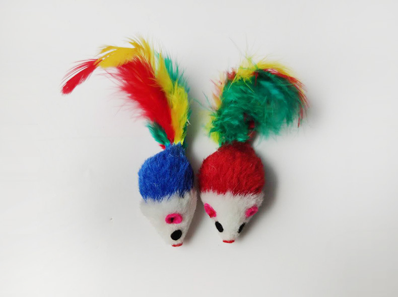 Colorful feather tails to play with cats, plush little mice, cat toys, cat supplies, cat scratch and bite toys, cat toy factory details Picture