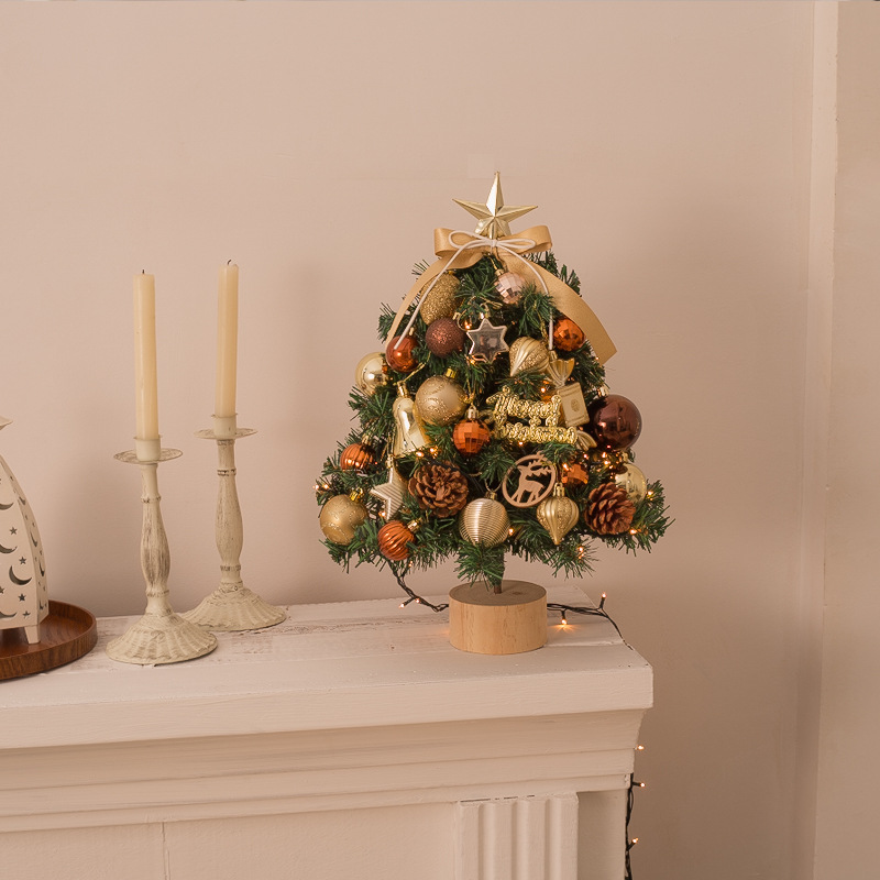 跨境圣诞树小树圣诞节装饰用品迷你套餐树带灯Christmas tree摆件图