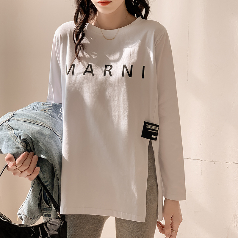 Spring 2022 New Striped Long-Sleeved T-Shirt Hoodie Women Thin Large Size Fashion Casual Loose Women's Base Shirt Specification drawing