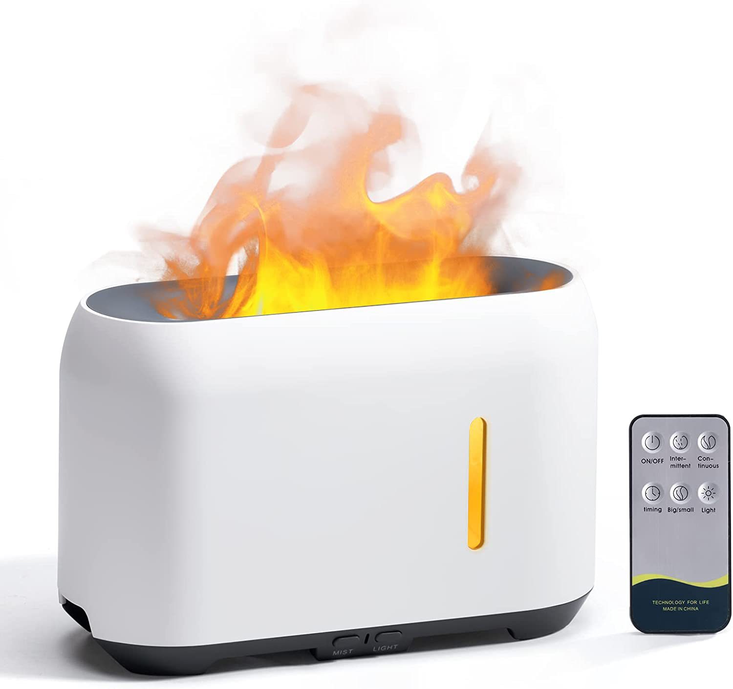 Cross-border ultrasonic remote control seven-color flame humidifier, flame aroma diffuser, essential oil diffuser, fragrance sprayer, ambient light details Picture