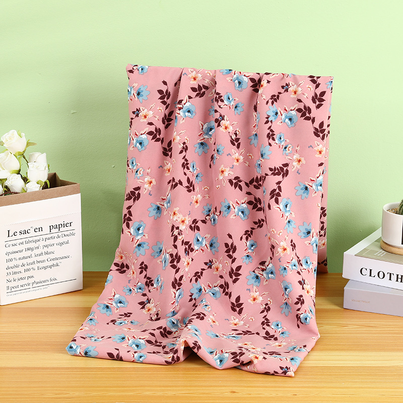 100D Four-Sided Elastic Watermark Printed Fabric Plant Print Fashion Small Fresh Dress Clothing Chiffon Cloth Specification drawing