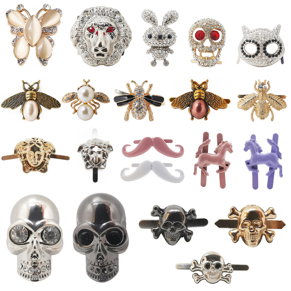 Customized processing of various water diamond, animal and pearl shoe flower buckles, diy bag and shoe material decorative buckles details Picture