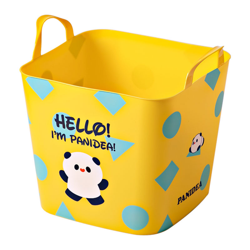 Japanese cartoon plastic storage basket with lid and handle, dirty clothes basket, outdoor picnic basket with handle Item Picture