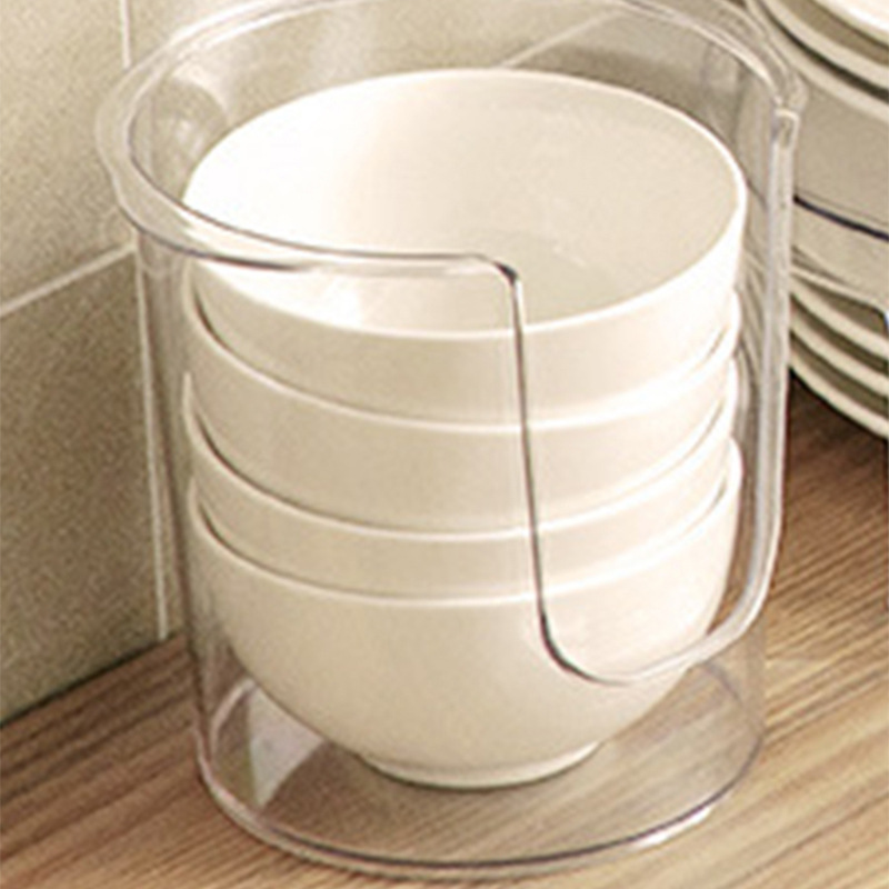 Transparent and simple dish storage rack, kitchen plate storage box, built-in tableware, small and transparent Specification image