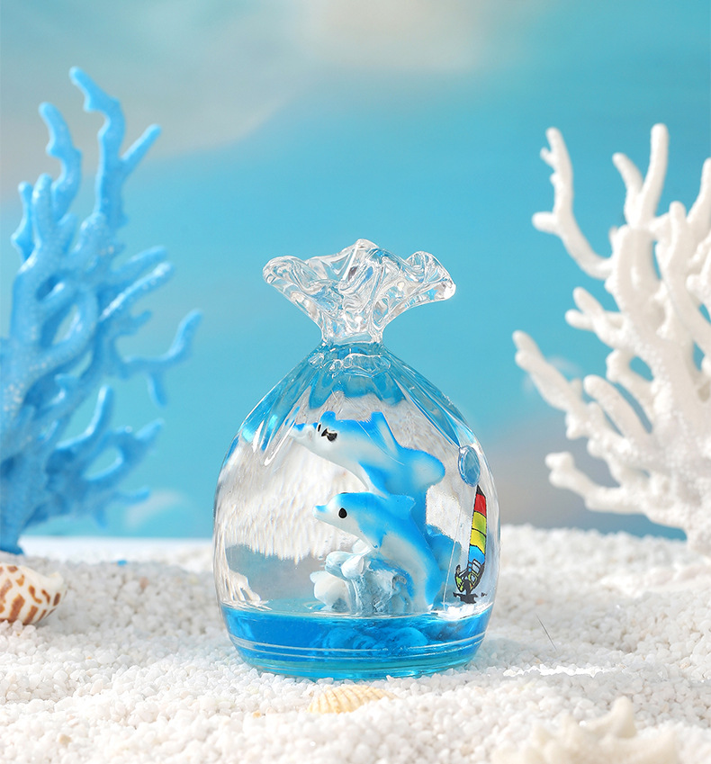 Luminous dolphin oil liquid bulb shaped desktop decorative item, oil drop flowing sand aquarium toy gift factory pic 4