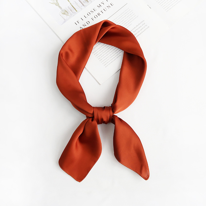 Solid-color faux silk satin chiffon 70 square scarf, a simple and elegant female headband paired with a shirt to decorate a professional neckerchief Specification image