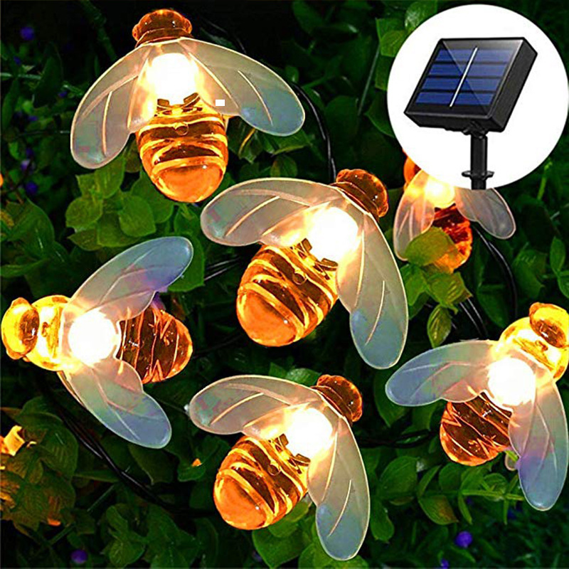 户外led太阳能小蜜蜂灯串防水彩灯串闪烁批发庭院草坪花园装饰灯
