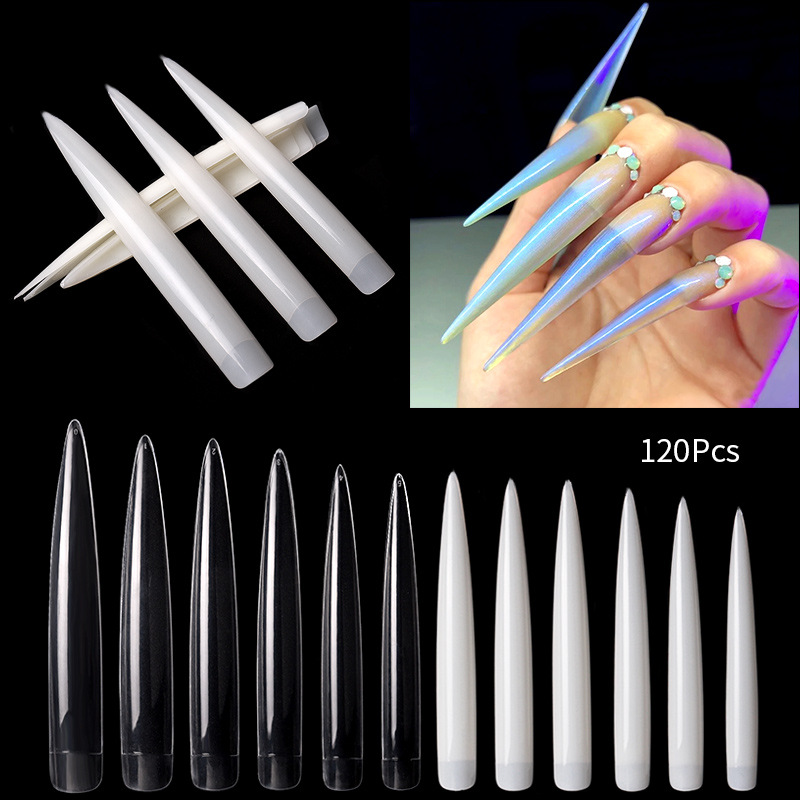 Cross-border new nail art salon Nail Art Nail plus long fake nail nail practice 120pcs