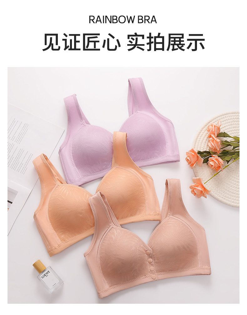 跨境款厂家现货直发中老年大码薄款无钢圈前开扣固定杯背心式文胸详情14