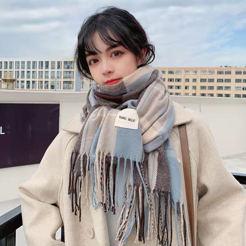 Scarf Female Winter Korean Version Of All Vintage Plaid Imitation Cashmere Girl Student Bib Couple Shawls Wholesale Manufacturers