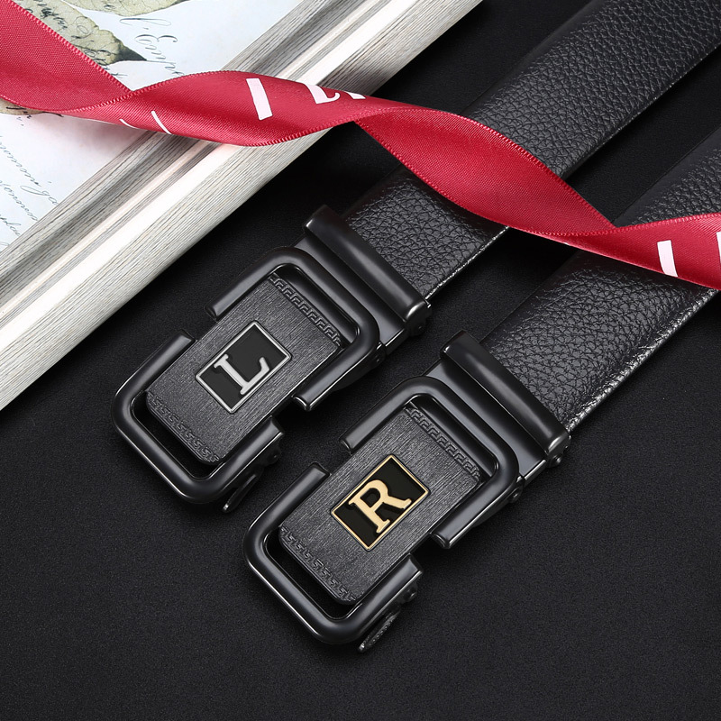 Belt Men's Young Trend Jeans Fashion All Matching Letters Hot Selling Automatic Buckle Imitation Leather Belt Wholesale details Picture