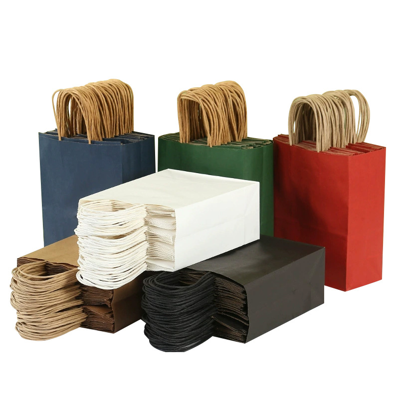 Customized small-batch thickened small-sized gift milk tea and coffee packaging bags, dessert and cake baking hand-held kraft paper bags Item Picture