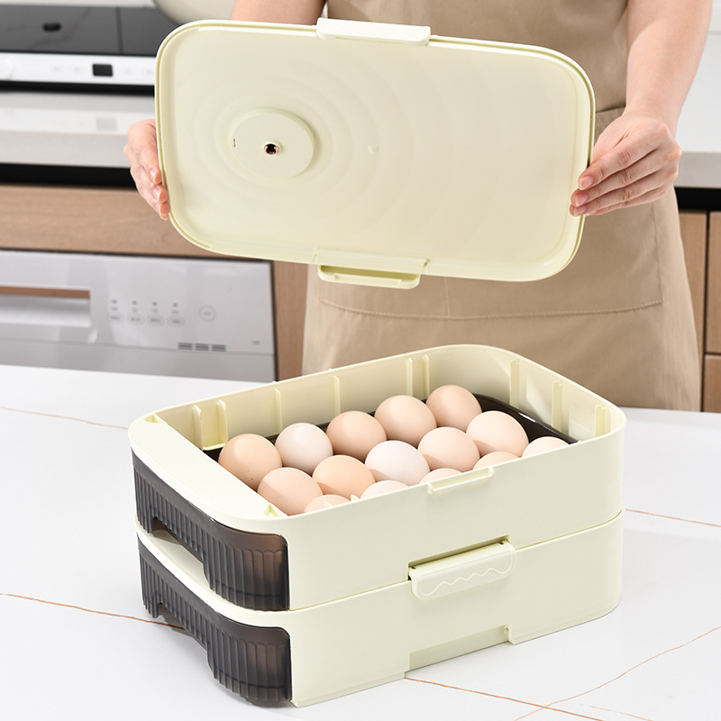 Refrigerator Egg Storage Box Drawer Type Automatic Rolling Food Grade Household Kitchen Storage And Finishing Device Application Scenario