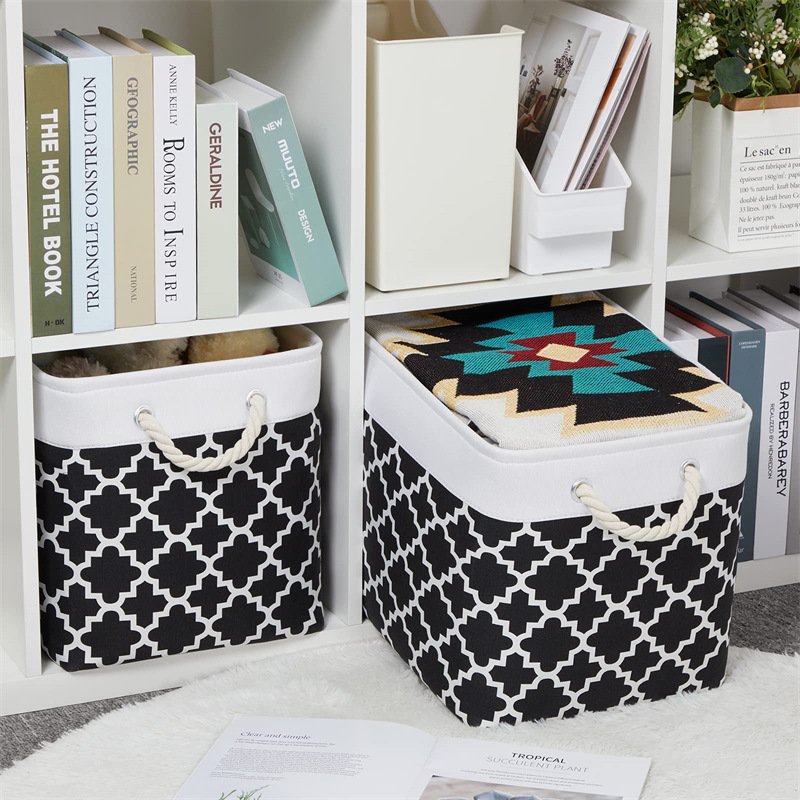 Collapsible canvas storage basket Toy clothes Clothing storage box Pull rope hand storage basket Specification drawing