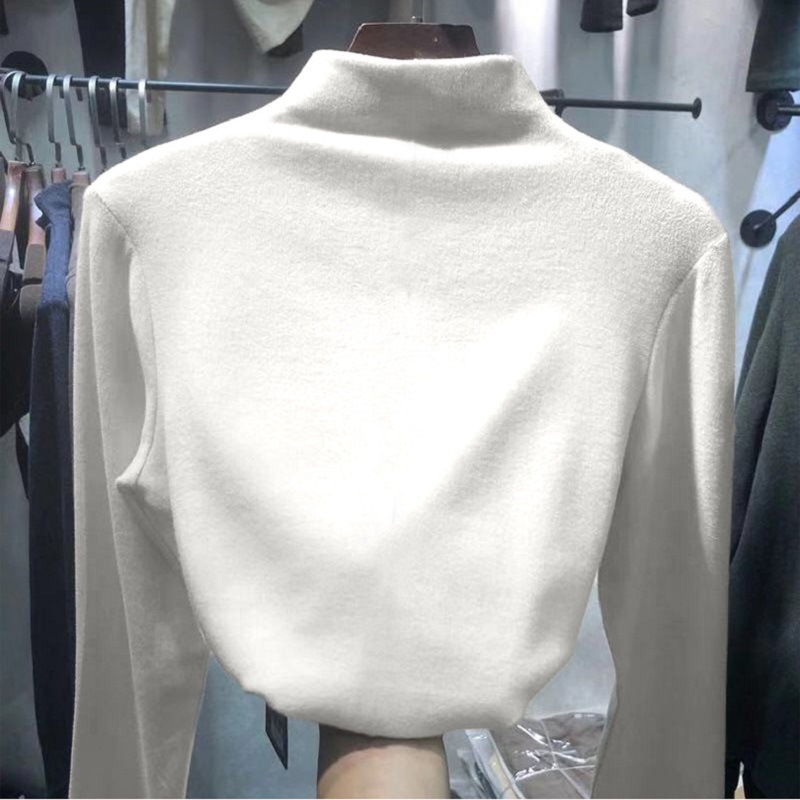 German velvet warm base layer solid color women's autumn and winter Korean-style fleece fitted long-sleeved T-shirt women's top wholesale Application Scenario