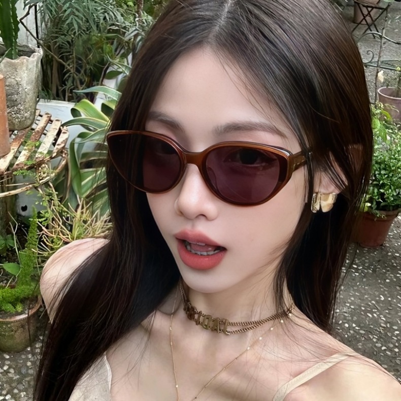猫眼墨镜女款高颜值欧美复古潮流茶色TR偏光太阳镜男防紫外线眼镜