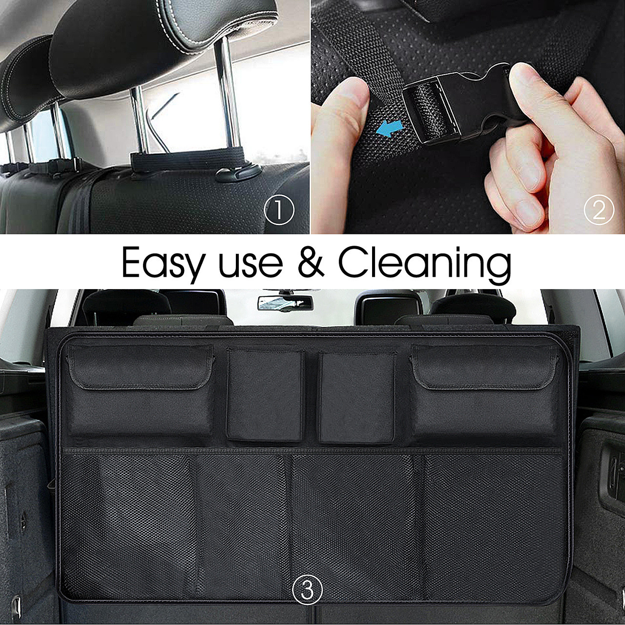 Multi-functional car rear seat back hanging bag