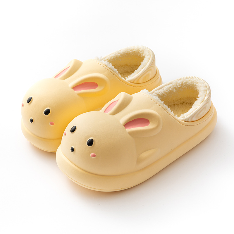 防水棉拖鞋女白底实物图