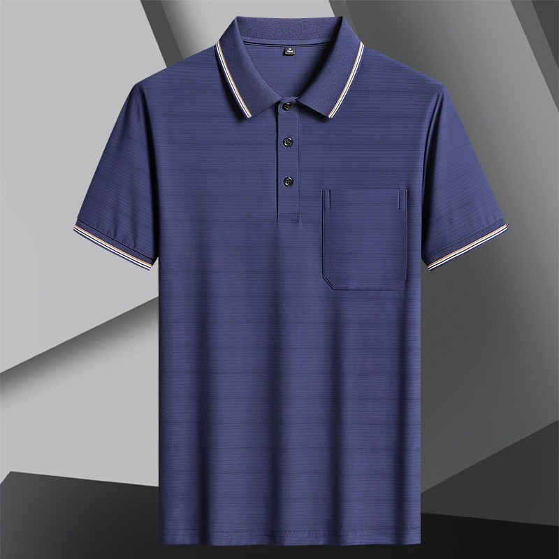 Summer new Dad's ice Silk short-sleeved T-shirt, men's, middle-aged and elderly loose and breathable Polo shirt, casual and sporty lapel Specification image