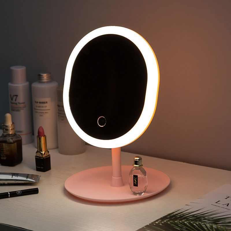 Led Makeup Mirror With Light Fill Light Mirror Desktop Storage Female Internet Celebrity Beauty Makeup Mirror Usb Charging Mirror Wholesale Application Scenario