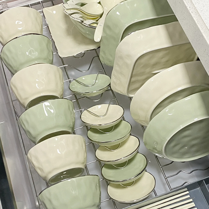 奶油风碗碟套装家用ins简约高颜值陶瓷碗筷碗盘乔迁餐具批发礼品