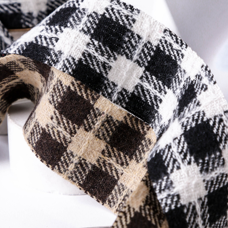 Cotton And Linen Color Matching Check Webbed Diy Bow Hair Accessories Hair Circle Clothes Bow Tie Accessories Gift Flower Packaging details Picture