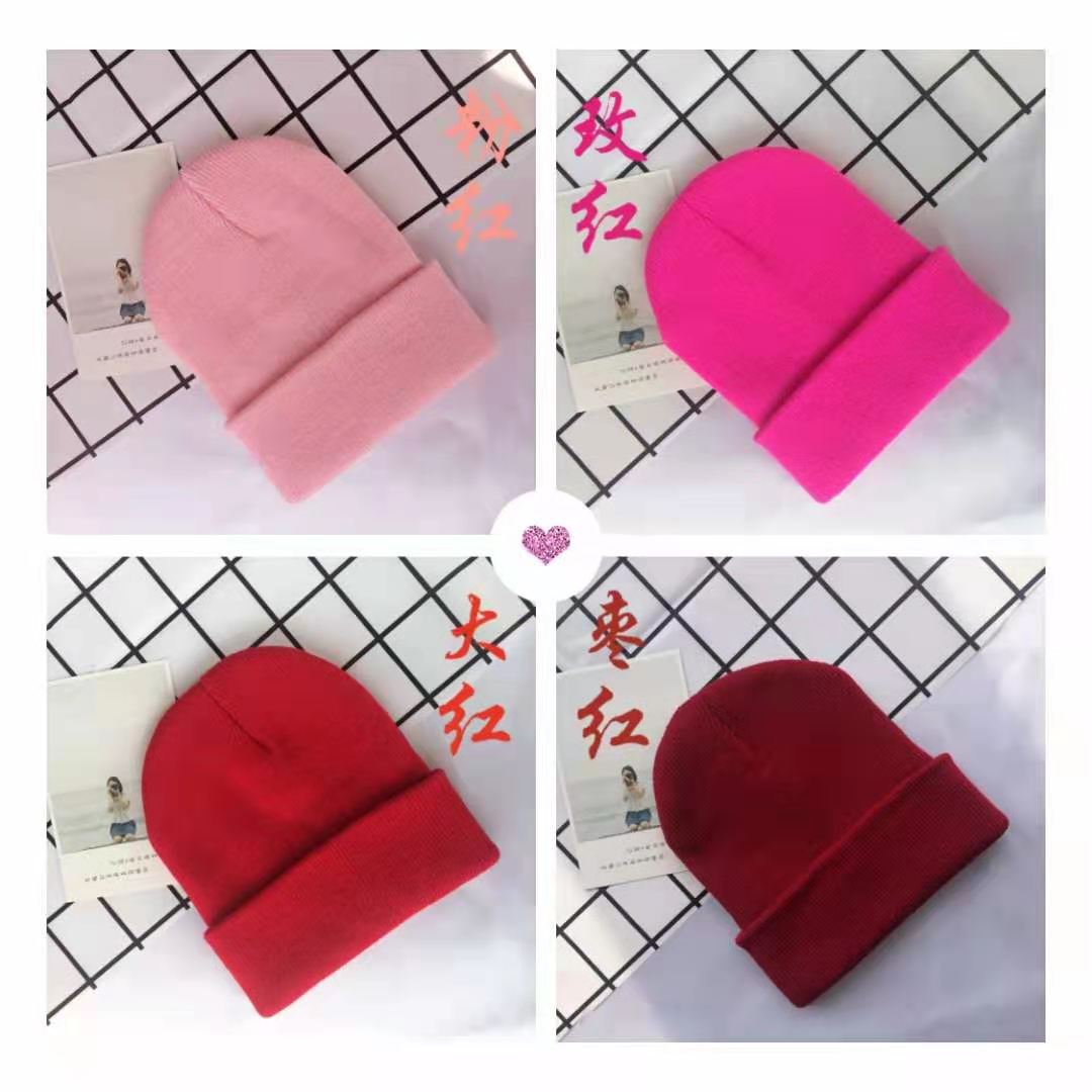 Winter children's woolen caps in stock, solid color smooth plate knitted caps for children aged 1 to 10 Specification image