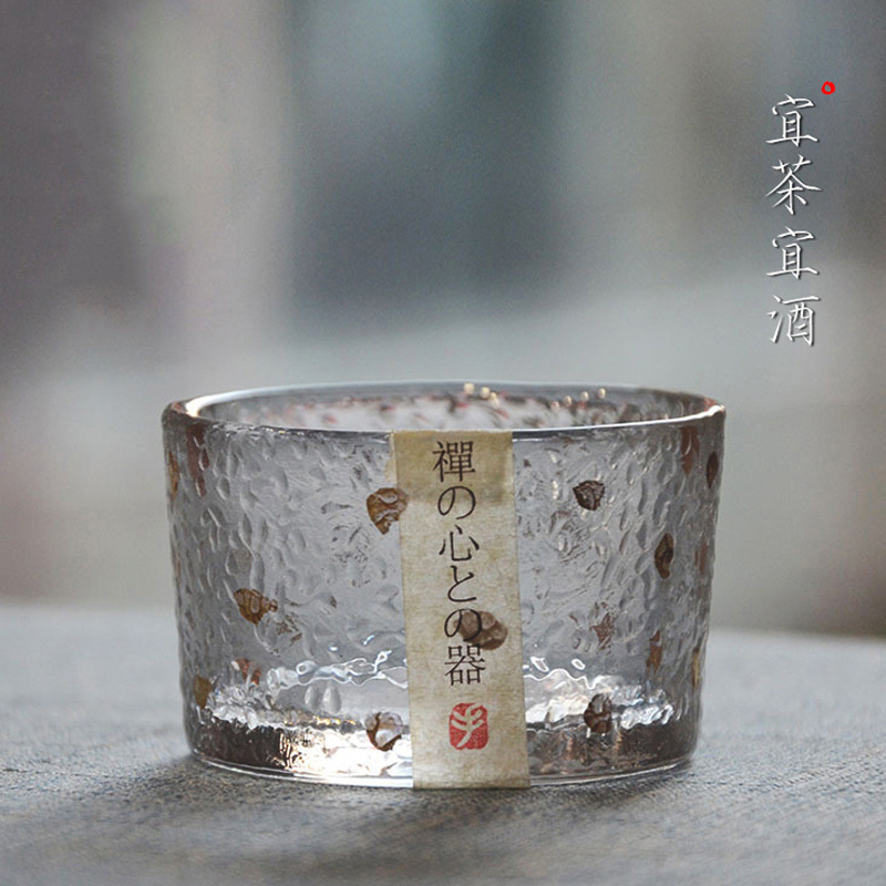 Japanese-style gilded hammered glass cups, Ins-style small cups, kung fu tea cups, gold-rimmed sake cups, owner's tea bowls and tea sets details Picture