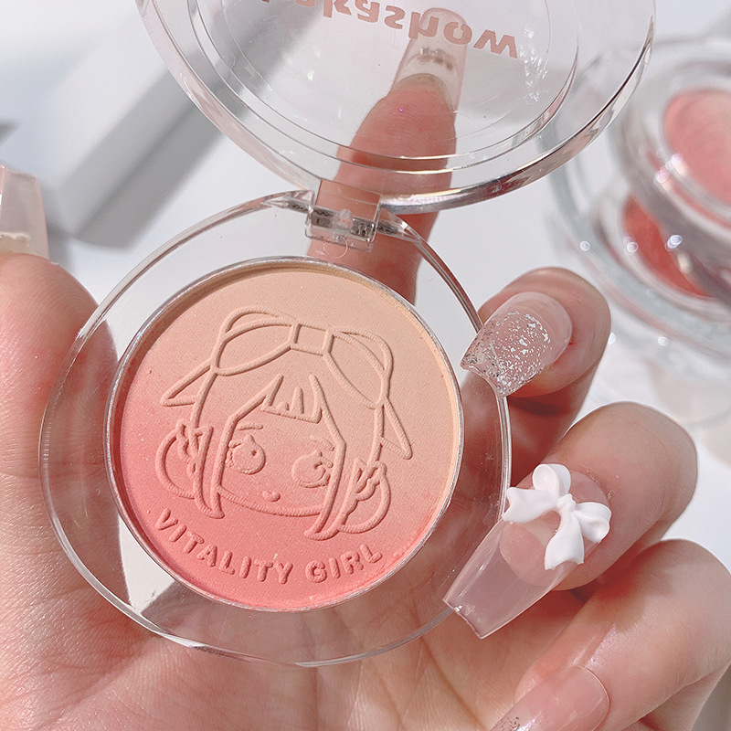 kakashow's energetic girl's gradient blush with a matte and delicate sheen, and the student's daily brightening peach milk tea-colored blush details Picture