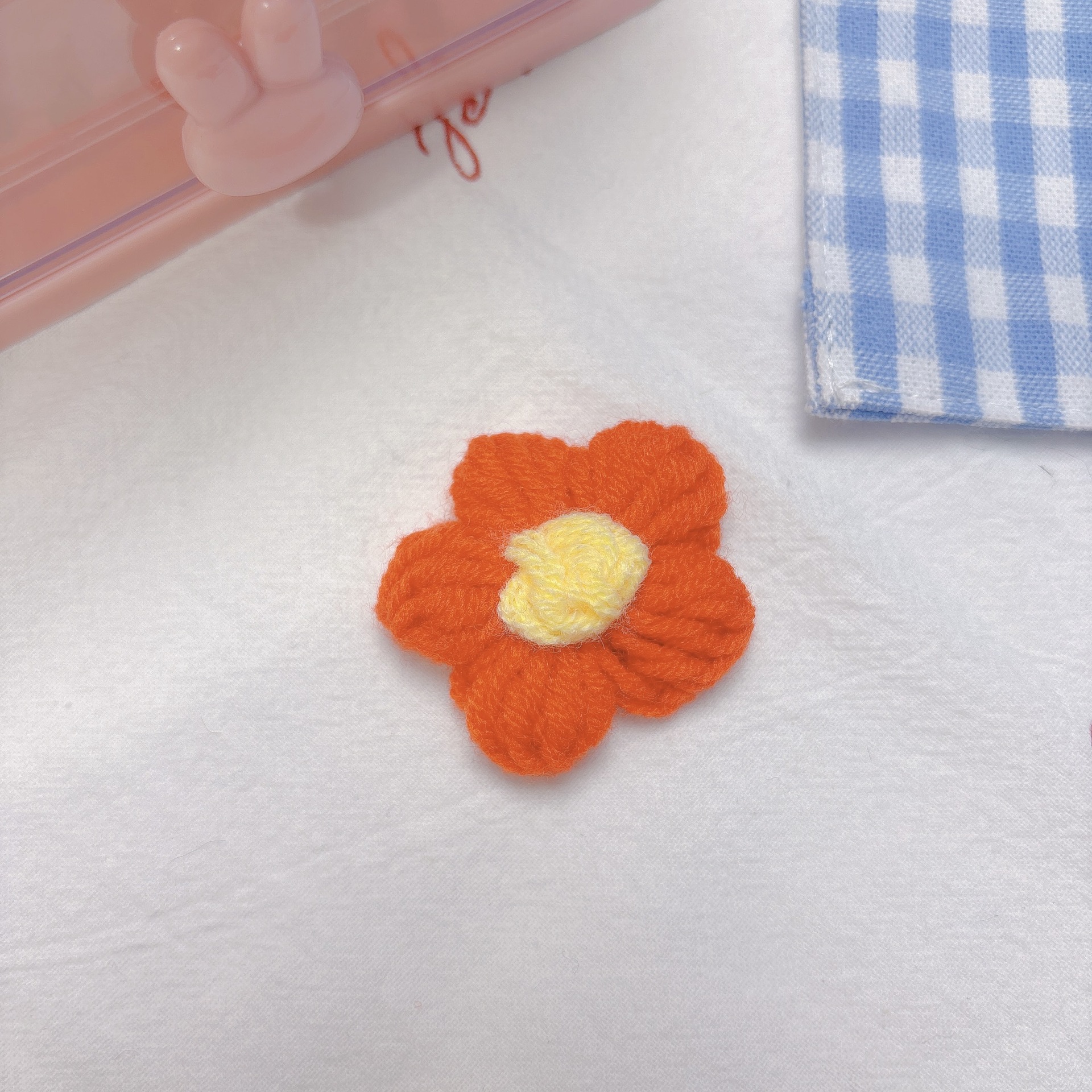 彩色针织泡芙小花配件毛线编织花朵diy儿童服装鞋袜帽子发夹配饰详情11