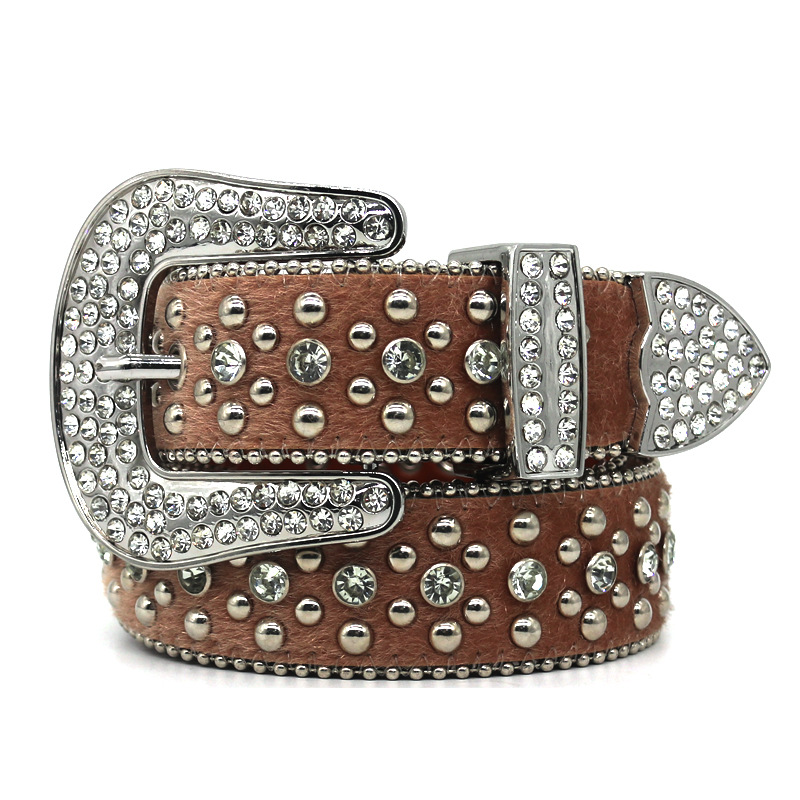 广州水钻皮带男士腰带手工制作璀璨镶嵌嘻哈朋克风潮流裤一件代发
