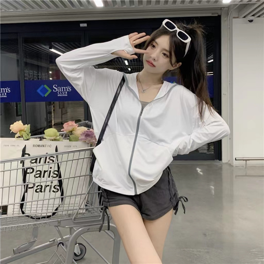 Hooded Sun Protection Clothes Women Thin Breathable Long Sleeve Summer New Loose Ice Silk Sun Protection Coat Women Sun-Protective Cardigan Specification drawing