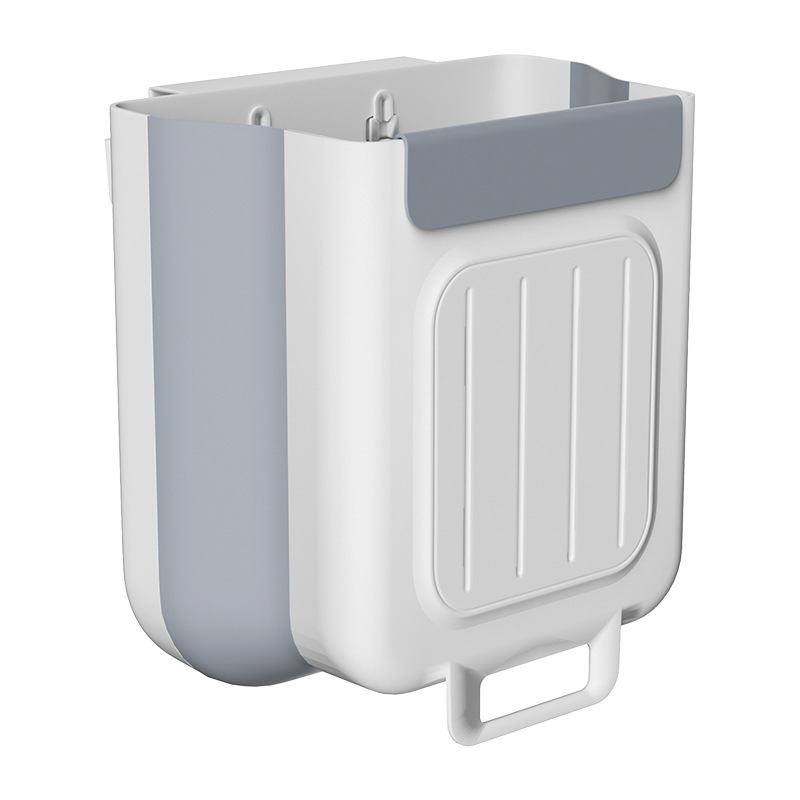 Kitchen foldable trash can, household cabinet hanging garbage storage, no bending, thickened large-diameter trash can Item Picture