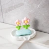 Light luxury and cute flower soap box, no water accumulation, bathroom and toilet home double-layer draining soap rack without drilling Specification image