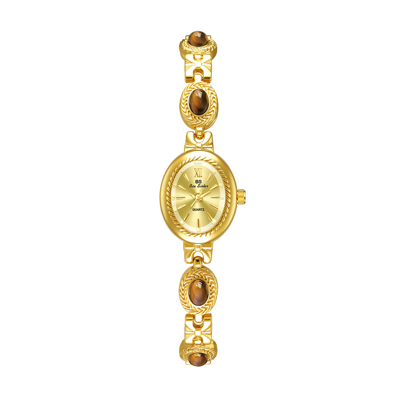 BS New bestseller, factory direct sales for export, natural tiger's eye stone Maillard color series high-end chain watch FA1859 Item Picture