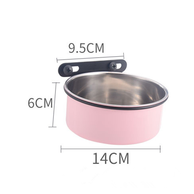 Cross-border bestseller hanging dog bowl, stainless steel double-layer pet bowl, anti-slip and anti-knock cat drinking bowl details Picture