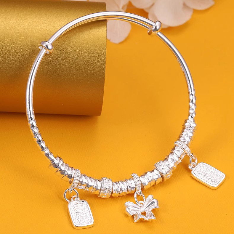 2025 new wash slam brazalete de plata marea nacional estilo étnico lazo de plata esterlina pulseras pulsera sólida joven Application Scenario