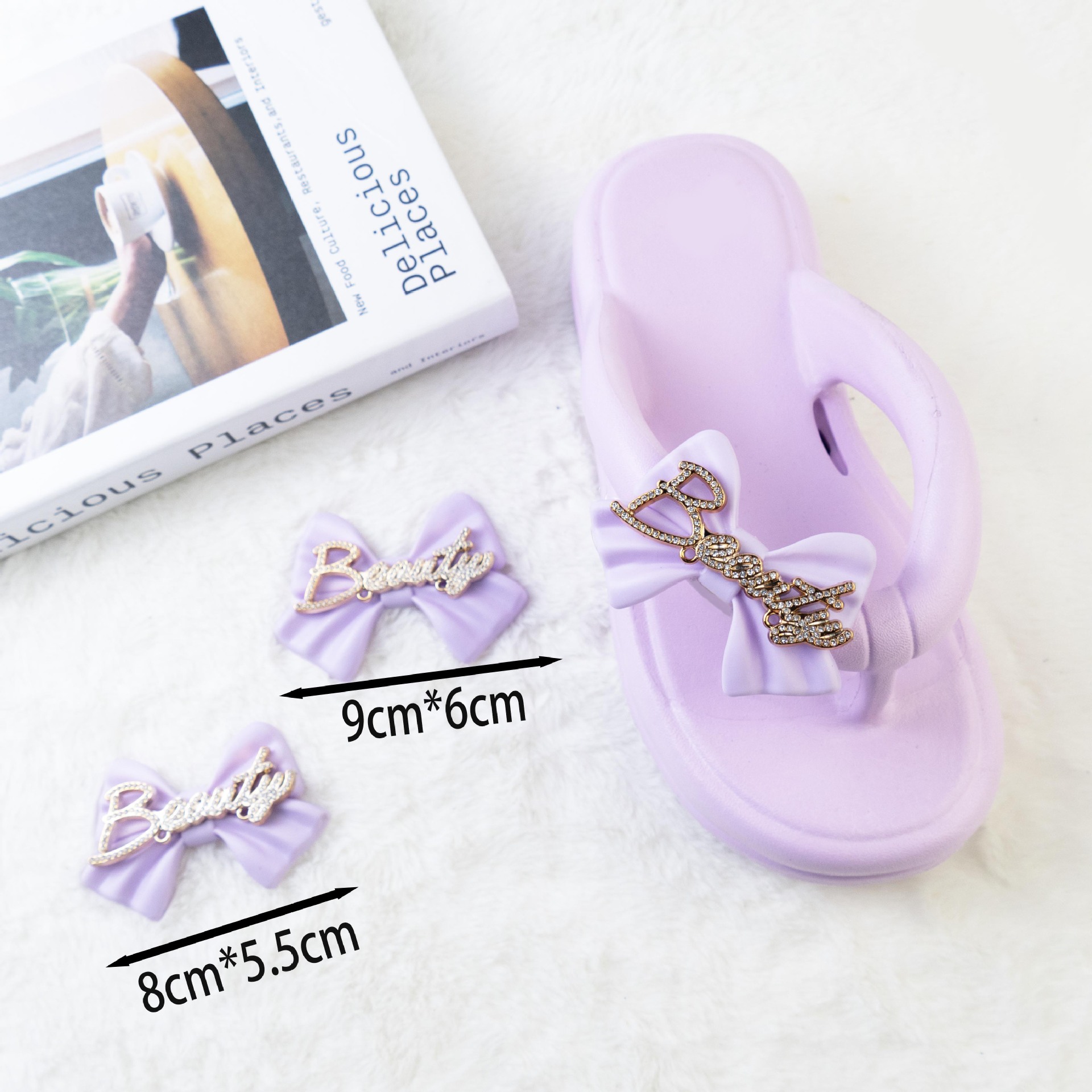 New Shoe Accessories Three-Dimensional Soft Glue Uv Plated Butterfly Wings Cute Style Shoe Flower (Large) details Picture