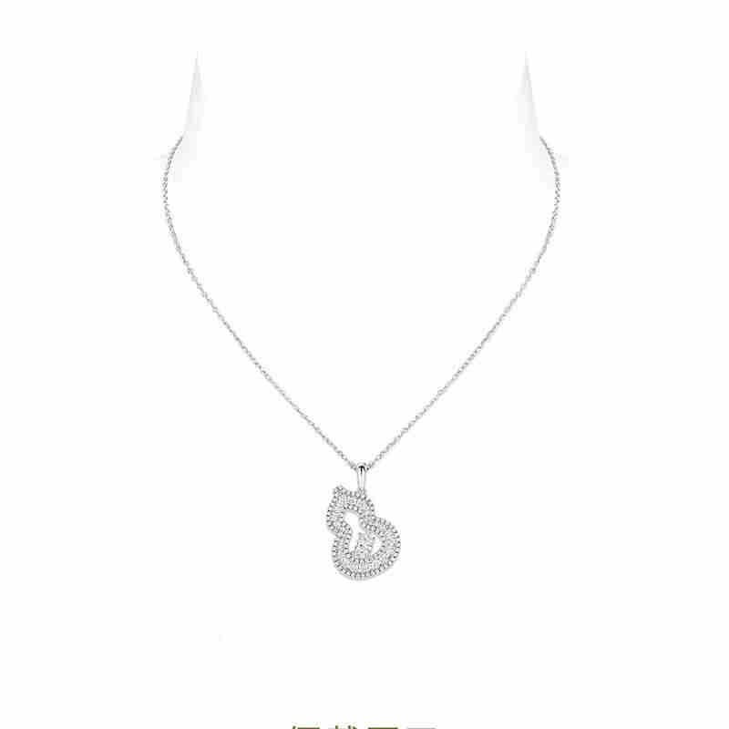 S925 Sterling Silver Inset Zircon Gourd Pendant Necklace Advanced Simple Everything Exquisite Small Daily Gift To Girlfriend Specification drawing