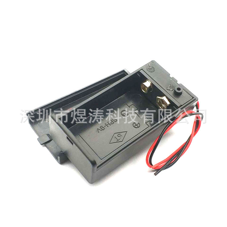 9V battery button, 9V battery box, battery seat, straight-line T-shaped with cover and switch, DC head hard buckle Specification image