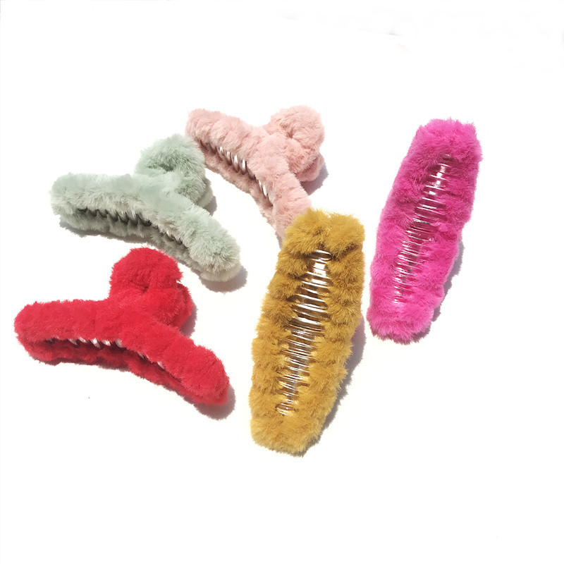 Fall/Winter New Cross Border Plush Hairpin Cute Hairpin Grab Shark Clip Cross Hairpin Pin Hair Headpiece Specification drawing