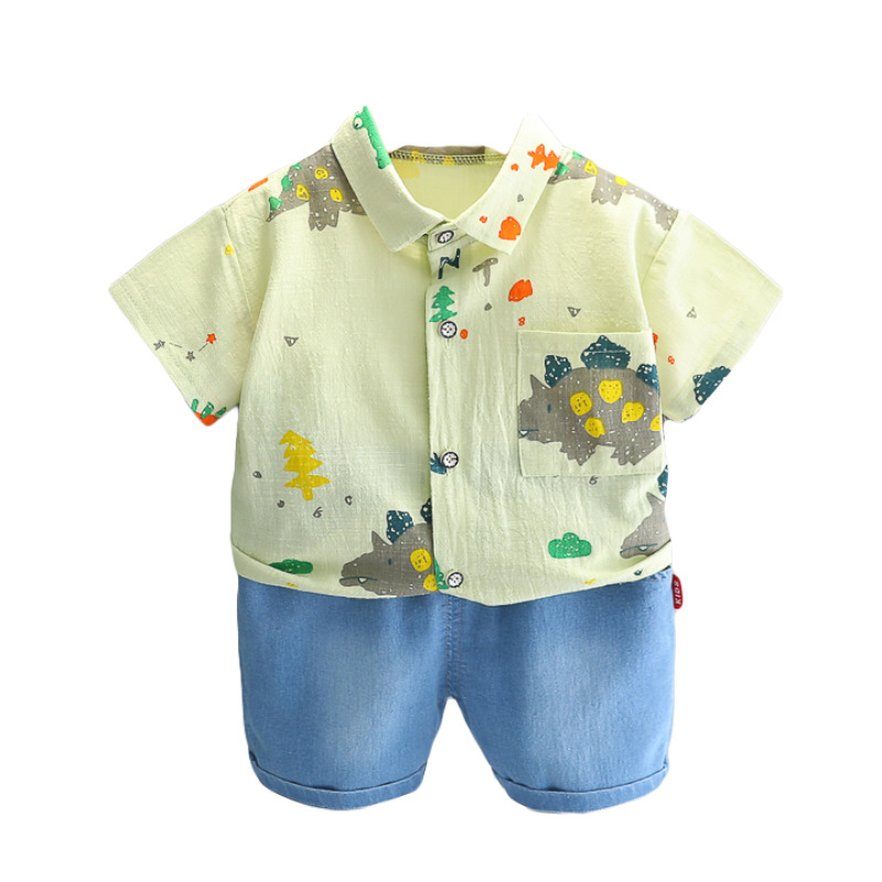 Wuxiaoqi Children's Clothing 2024 Summer Boys' Dinosaur Shirt Short-sleeved Set Cool Baby clothes summer wear for boys Item Picture