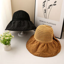夏季帽子黑胶大沿草帽透气防紫外线可折叠户外出行遮阳防晒帽