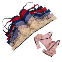 Japanese style striped check Polyester Classic Bra Sports Comfortable Massage Inner cup girls underwear English letters