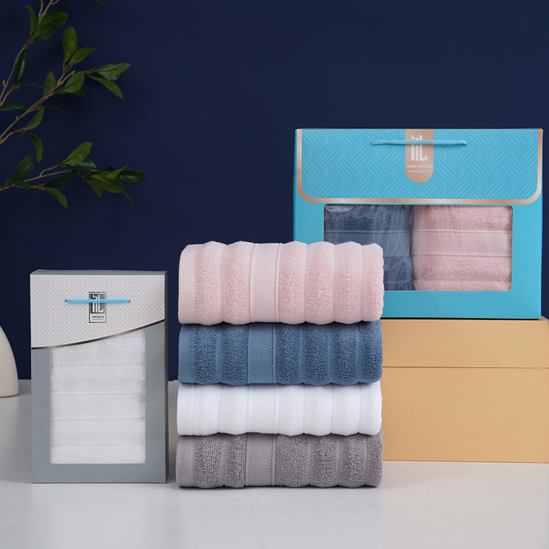 礼品毛巾礼盒装纯棉素色洗脸巾商务伴手礼回礼全棉面巾批发印logo