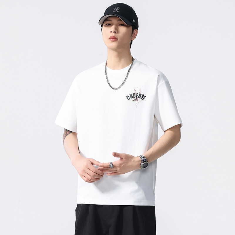 Summer new graffiti painting loose short-sleeved T-shirt for men 2025 Thin casual printed half-sleeved T-shirt Specification image