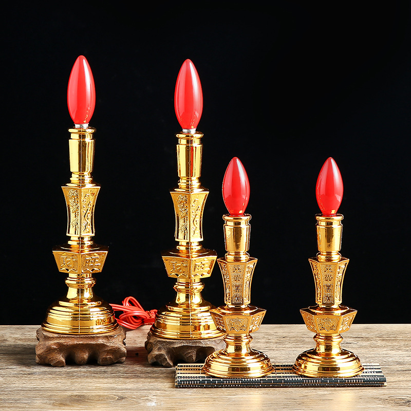 Candle lamp Household candle holder plug-in Buddha lamp led permanent lamp Buddha hall lamp candle tube plastic mechanism full figure