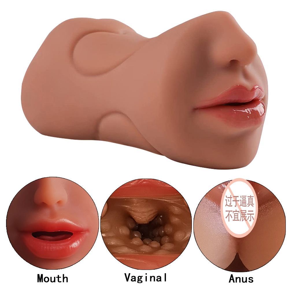 Men With Airplane Cup Three Points Inverted Mold Double Head Tongue Licking Name Mouth Masturbation Device Specification drawing
